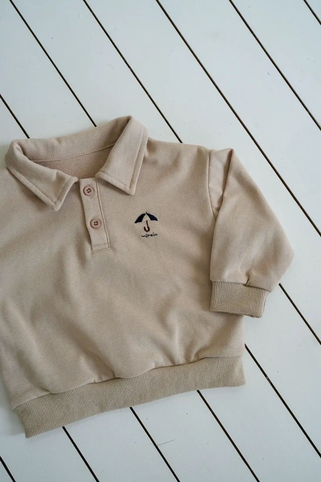 Lightweight cotton long sleeve polo top for toddlers
