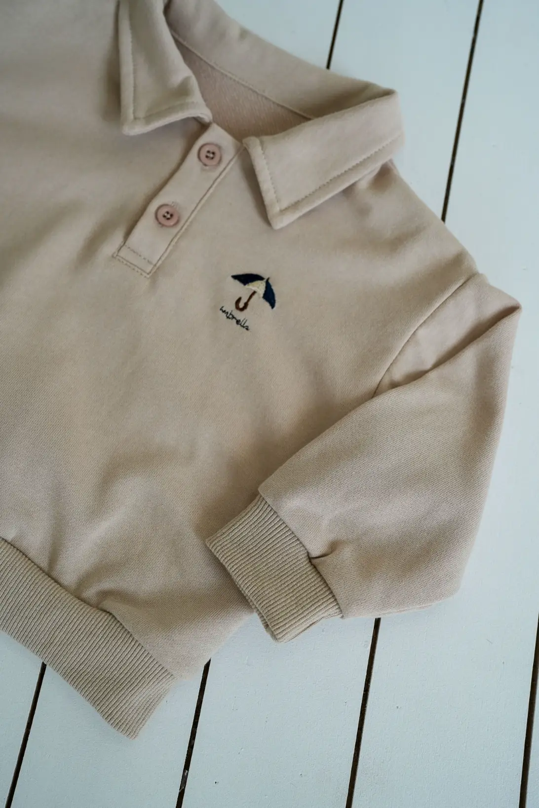 Lightweight cotton long sleeve polo top for toddlers