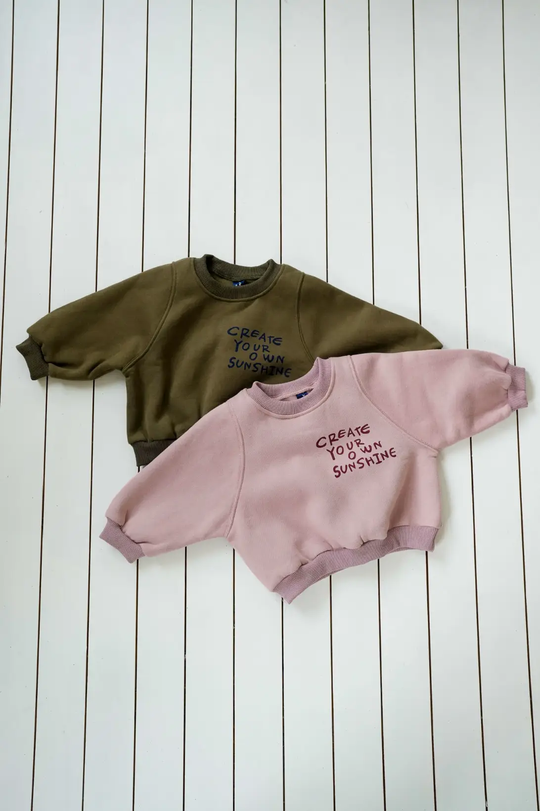 Little Sunshine toddler sweatshirts in khaki and pink