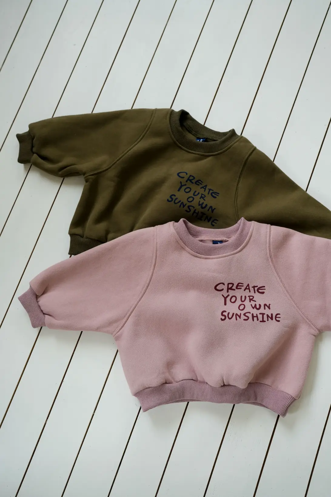 Little Sunshine toddler sweatshirts in khaki and pink