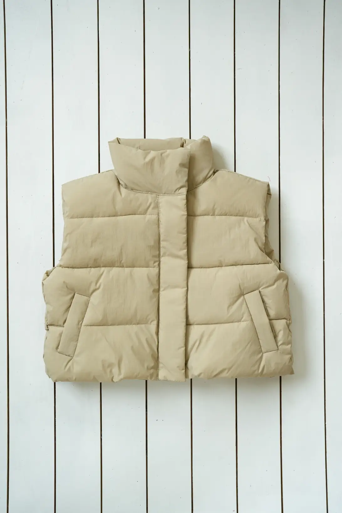 light beige puffer vest for toddlers