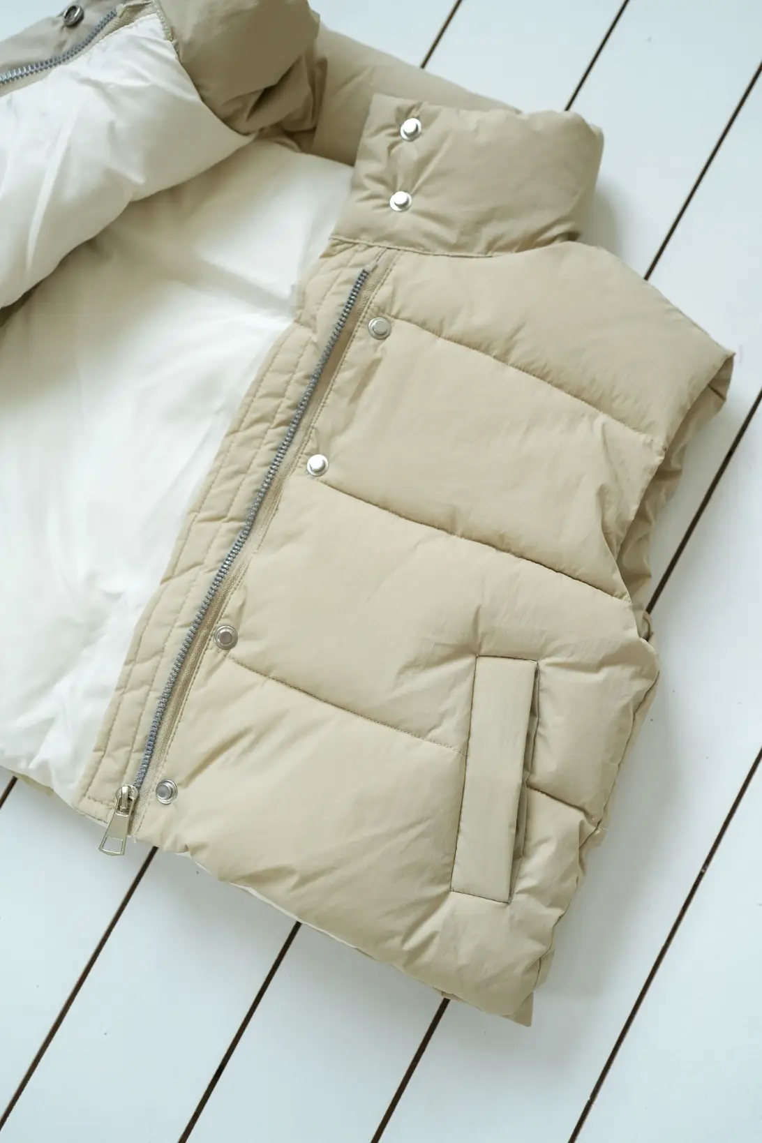 light beige puffer vest for toddlers