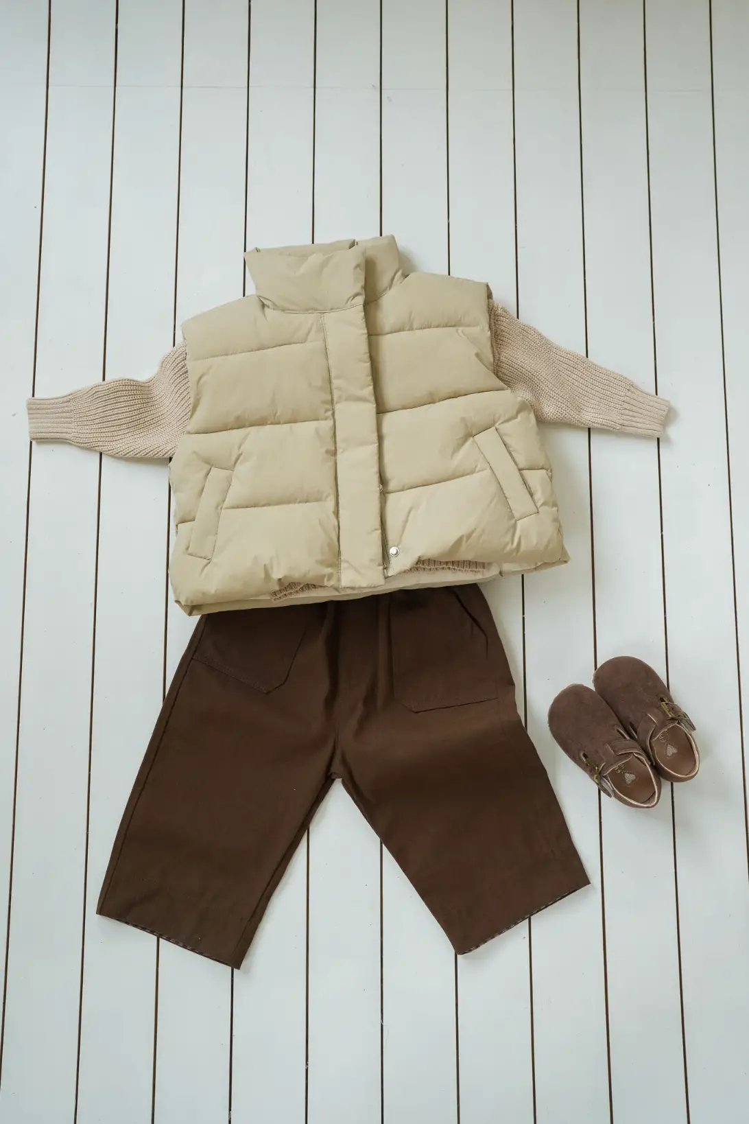 light beige puffer vest for toddlers
