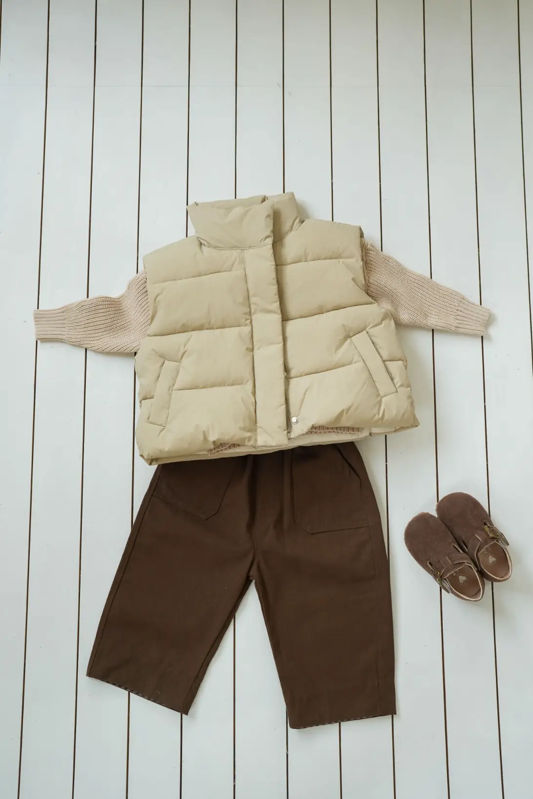 Chocolate brown cotton trousers for kids