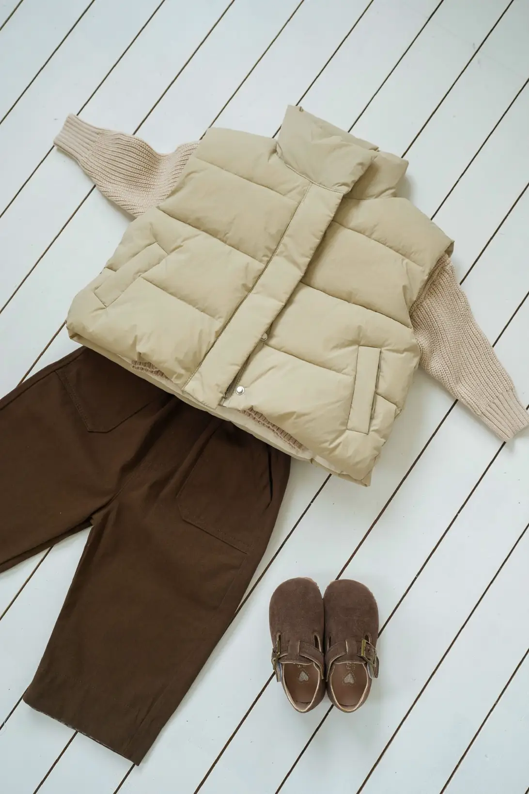 light beige puffer vest for toddlers