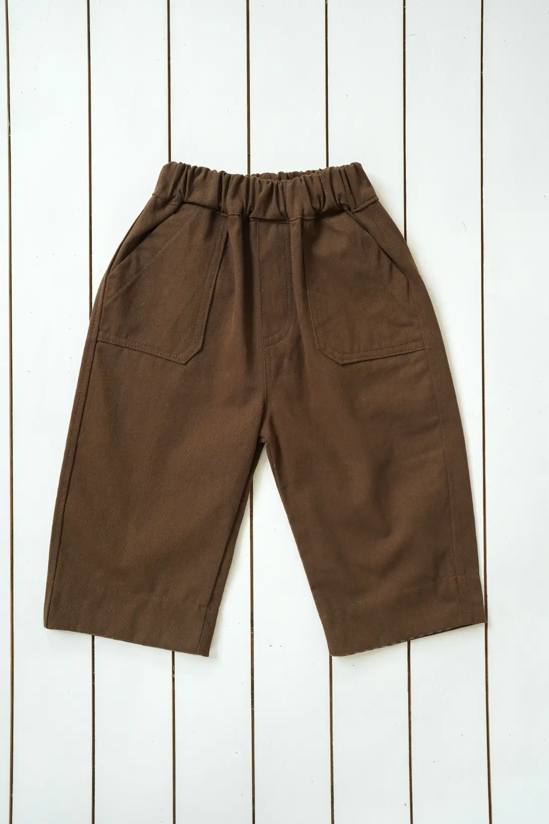 Chocolate brown cotton trousers for kids