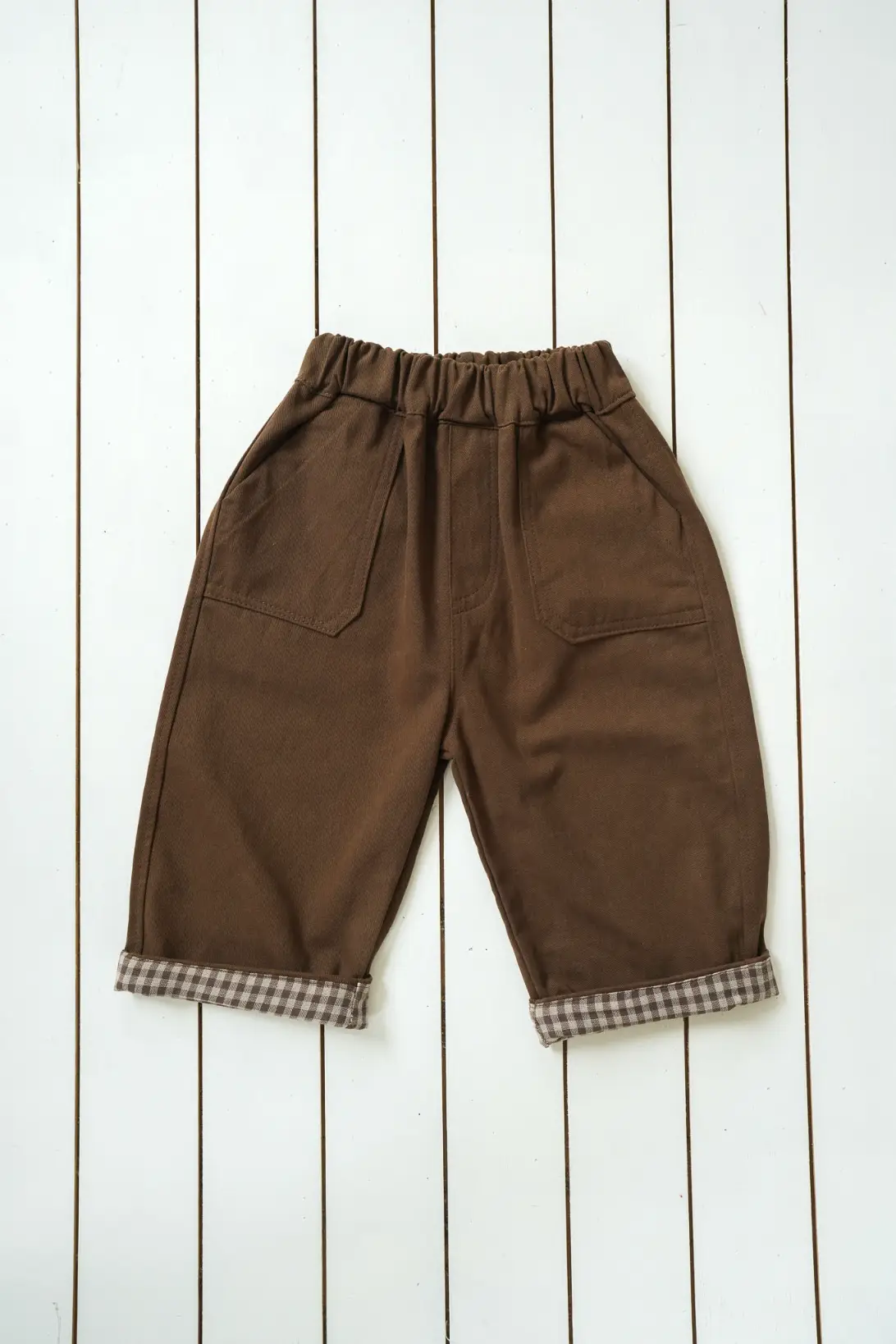 Chocolate brown cotton trousers for kids