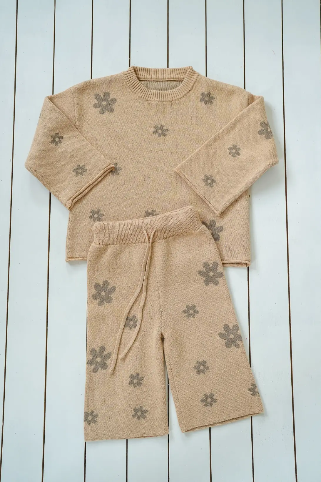 Flower Meadow cotton knit set for toddlers