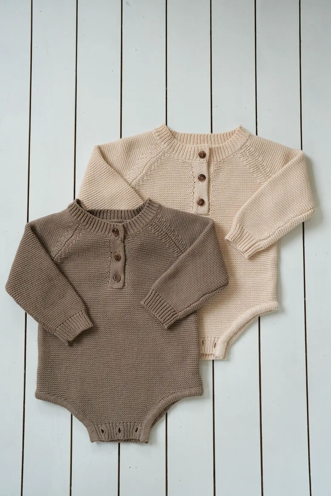 Little Nest 100% cotton knitted baby bodysuit in neutral colours – LULLA