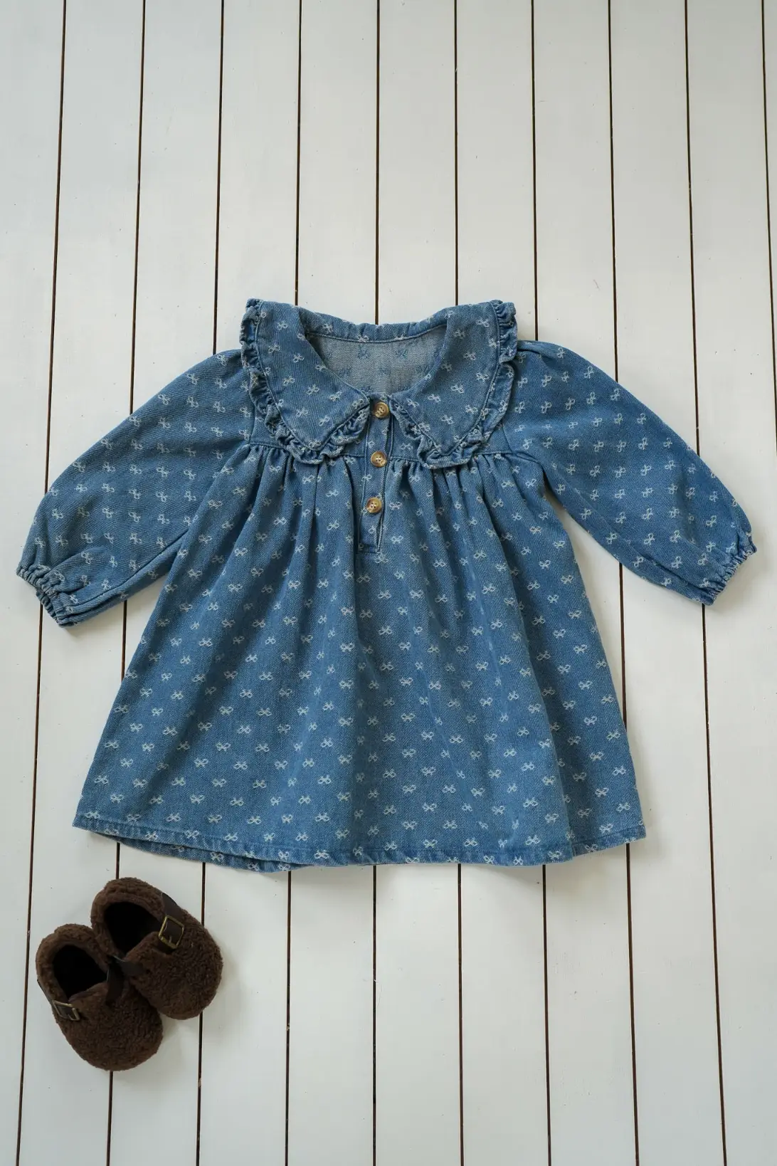 Tiny Bow Denim Dress for