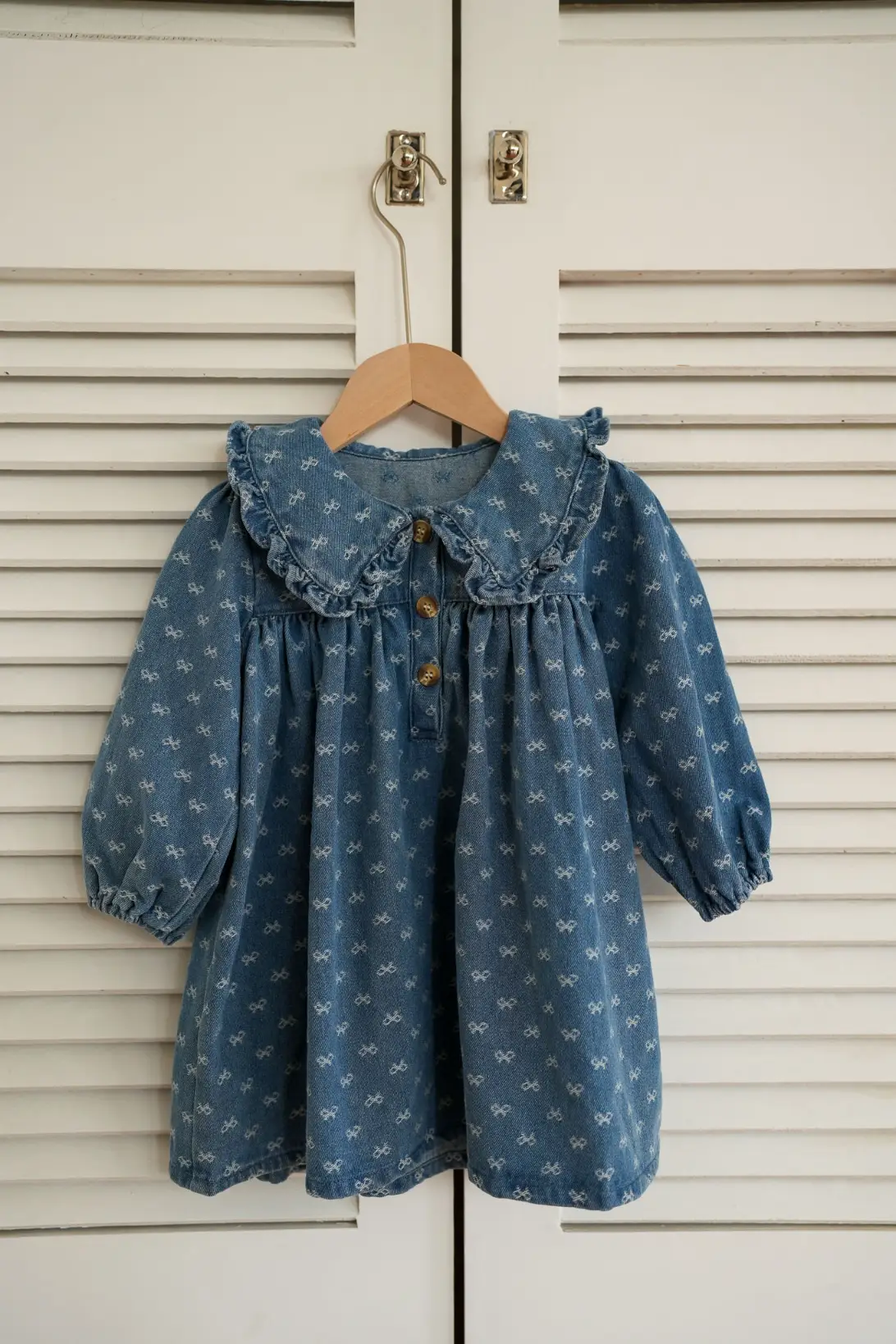 Tiny Bow Denim Dress for