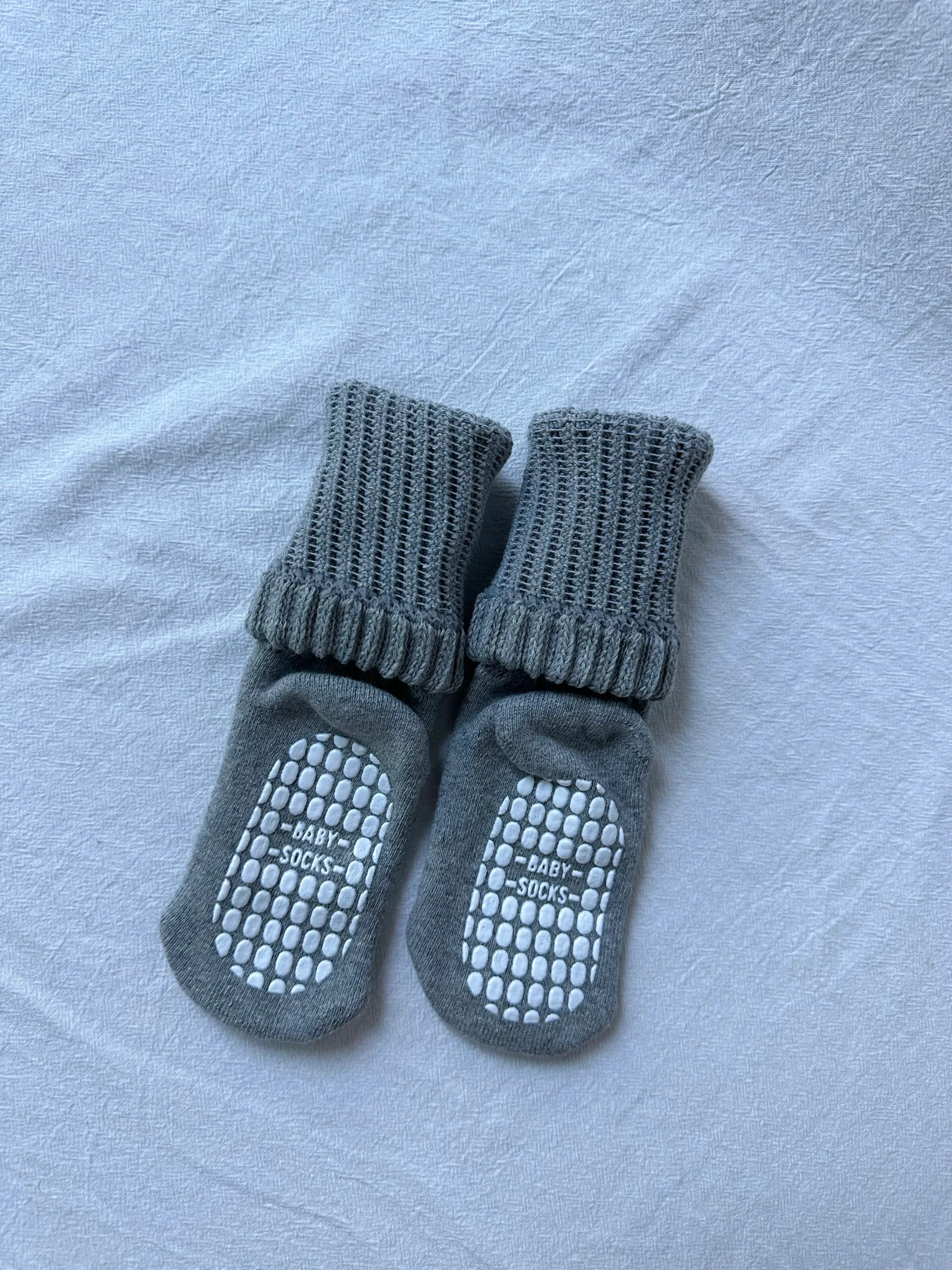 high baby cotton socks with ribbed texture
